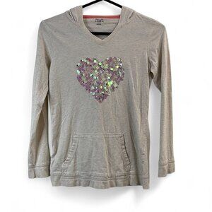 Falls Creek L 10/12 Long Sleeve Hoodie With Sequin Heart Design & Front Pocket